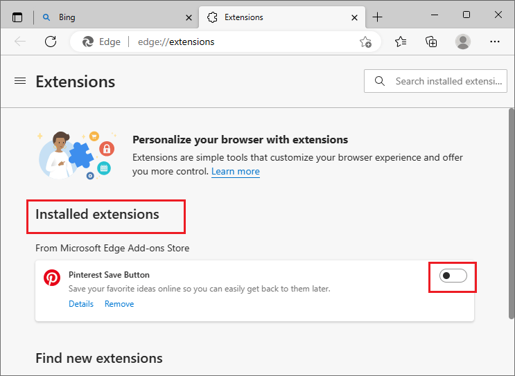 disable extensions