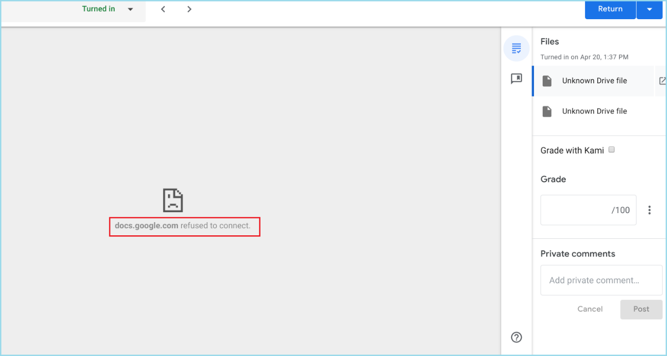 Fix Unable to access document Reason connection error on Google Drive 