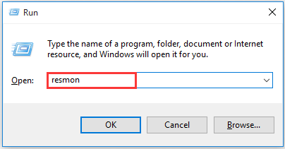 type resmon in the Run box