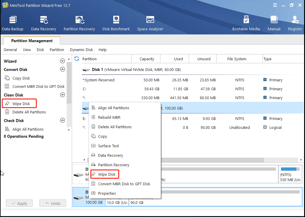Select Wipe Disk