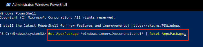 reset Windows 11 settings using PowerShell