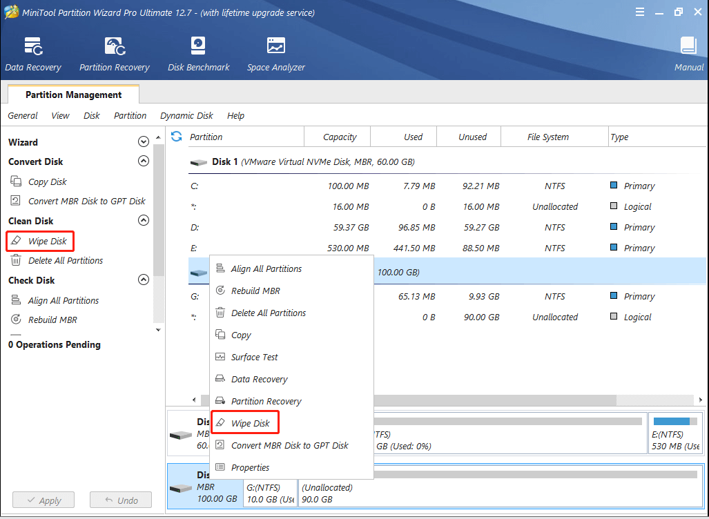 Select Wipe Disk