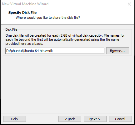 specify disk file