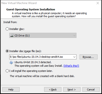 select the Ubuntu ISO file 