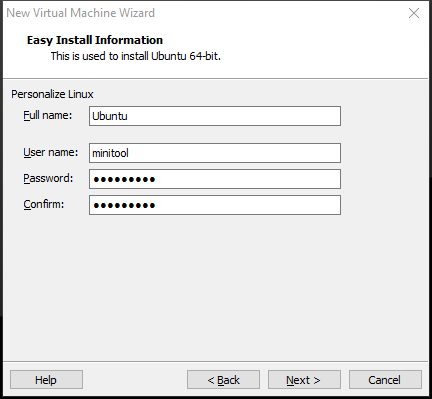 fill out the Easy Install Information