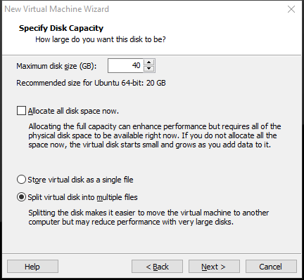 specify disk capacity