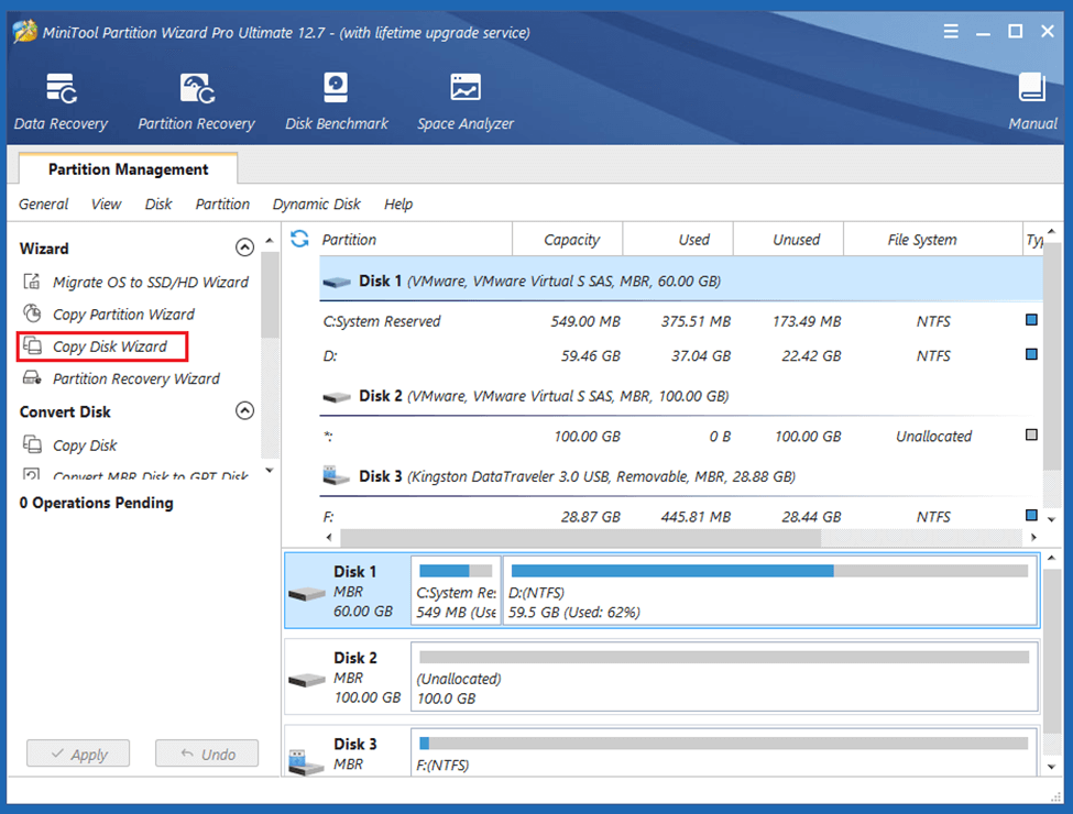 select Copy Disk Wizard option