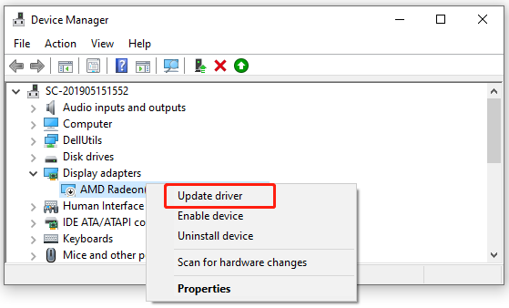 select Update driver