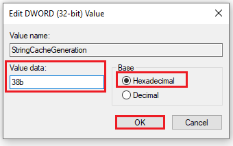 change the Value data