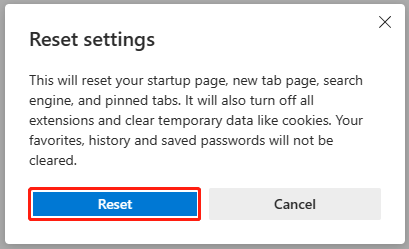 click the Reset button