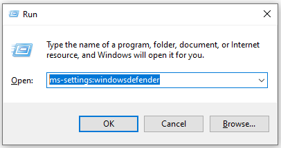 open Windows Security via the Run box