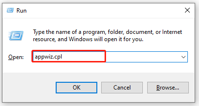 type appwizcpl in the Run box