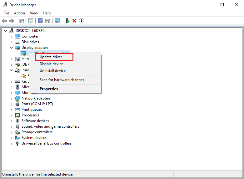 select Update driver