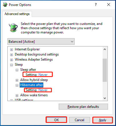 change sleep settings