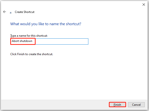 name the shortcut