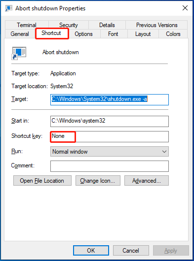 see the shortcut key