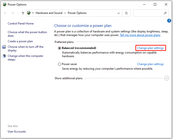 Change plan settings