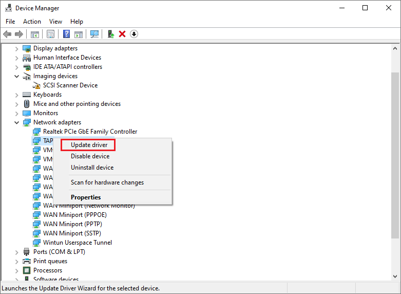 select Update driver