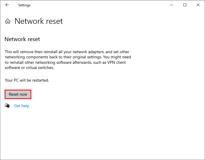 reset your network connection