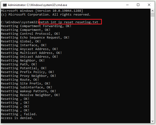 type the command