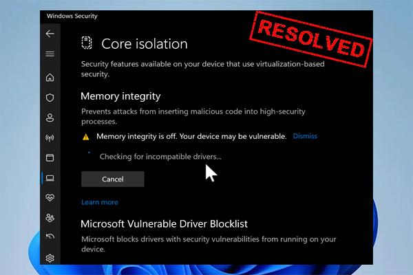 windows 11 device security memory integrity is off