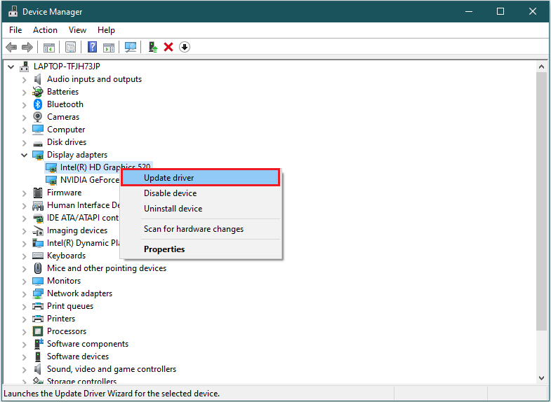 select Update driver