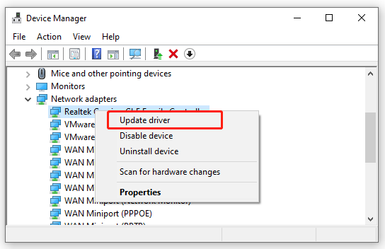 select Update driver