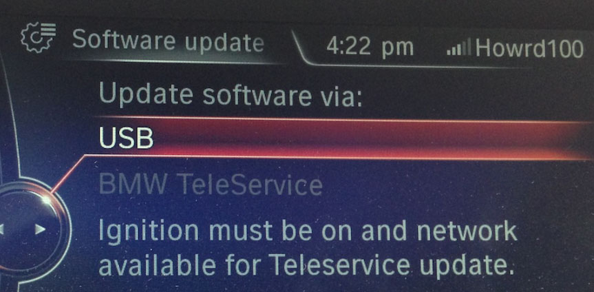 BMW update software via USB