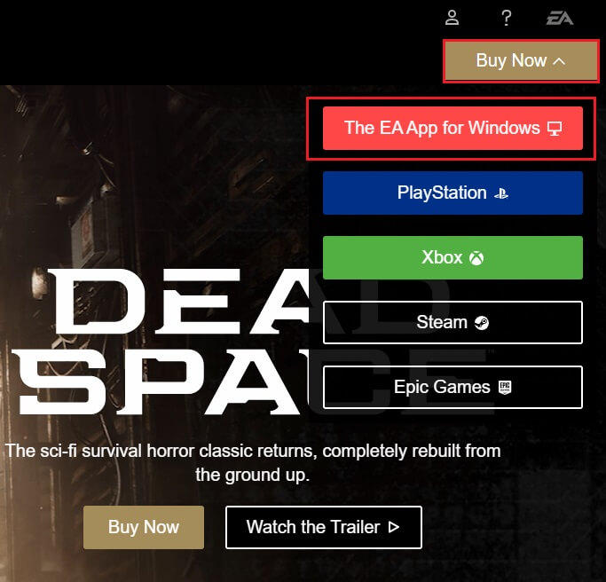 select The EA App for Windows