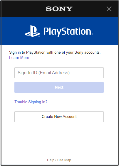 log in to PlayStation