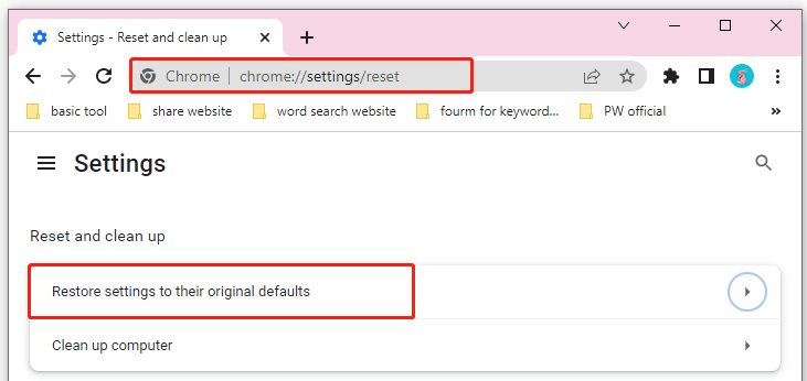 click Restore settings to their original defaults