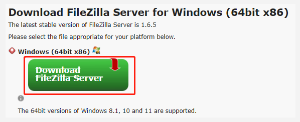 click Donwload FileZilla Server