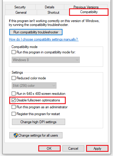 disable fullscreen optimizations