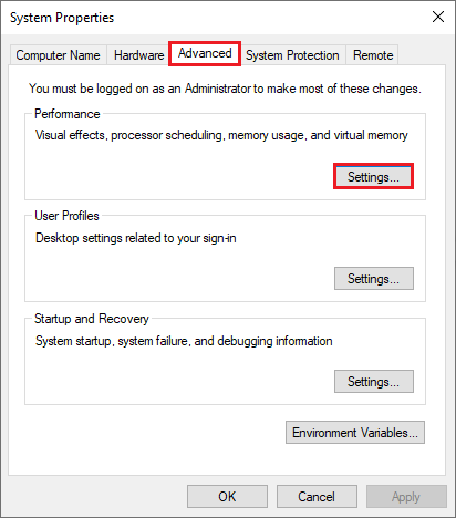 select Settings