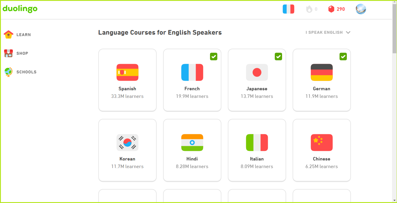 choose which language to learn