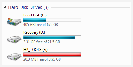 HP TOOLS partition full