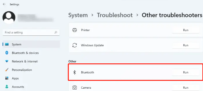 Run the Bluetooth Troubleshooter