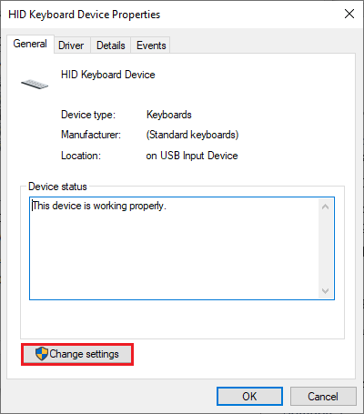 hit the Change settings button