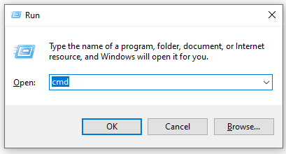 type cmd in the Run box