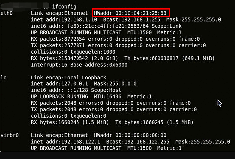 get MAC address Linux linux