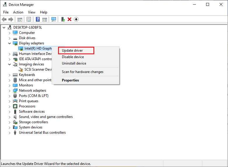 select Update driver