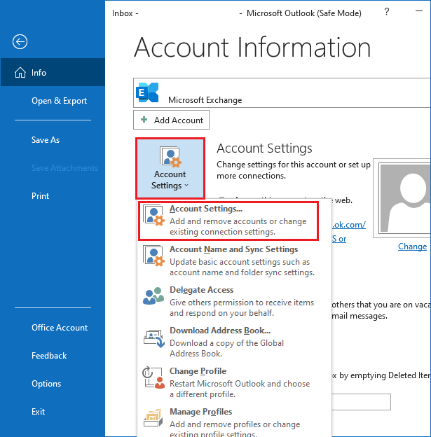 select Account Settings