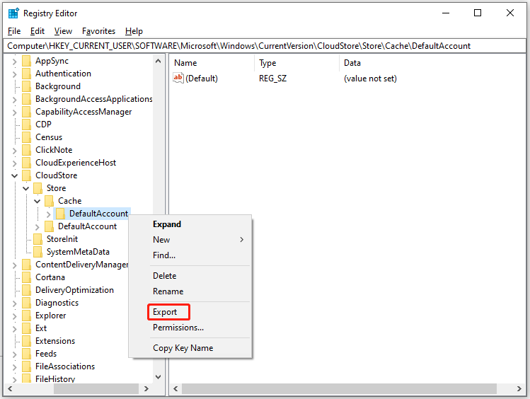 export DefaultAccount