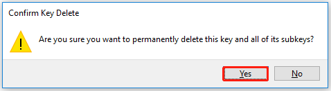 click Yes to confirm the operation