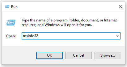 type msinfo32 in the Run box