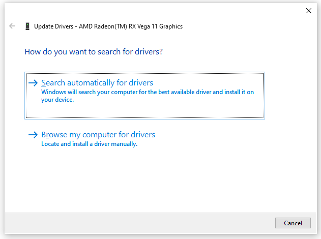select a way to update network driver