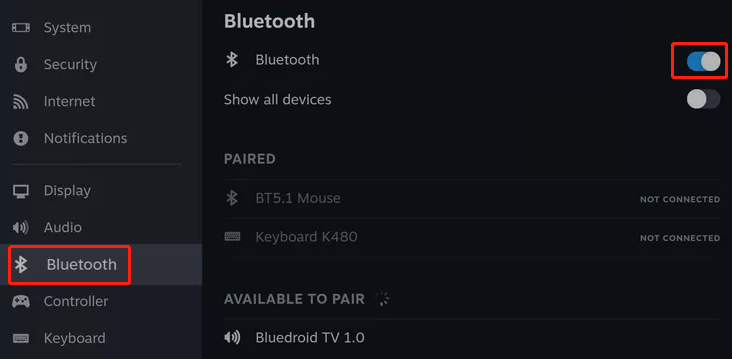 zapněte Bluetooth