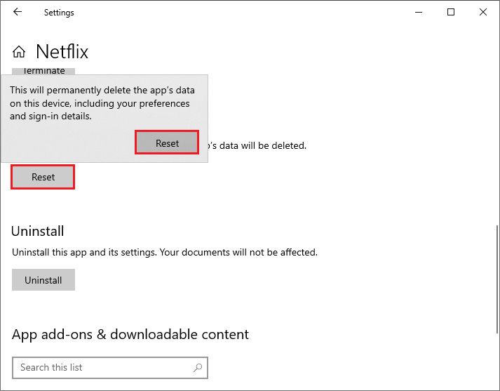 reset the Netflix app