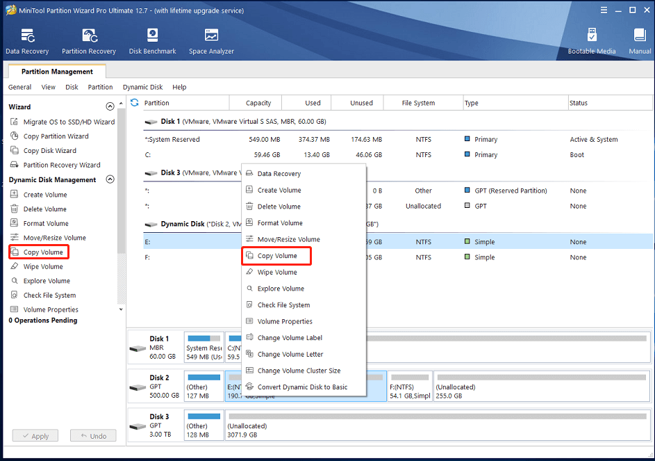 click the Copy Volume feature