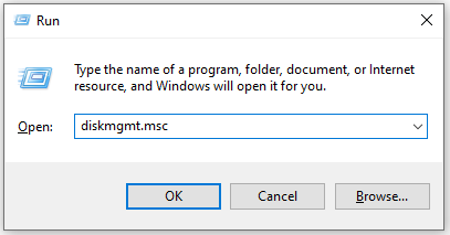 open Disk Management from the Run window